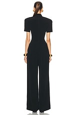 BALMAIN Open Neck Tailored Jumpsuit in Black, view 3, click to view large image.