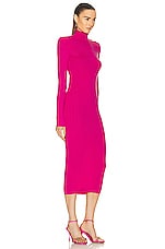 BALMAIN 3 Button Knitted Long Dress in Fuchsia, view 2, click to view large image.