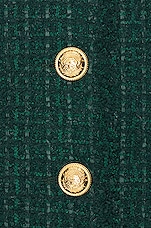 BALMAIN Sleeveless Tweed Mini Dress in Green, view 4, click to view large image.