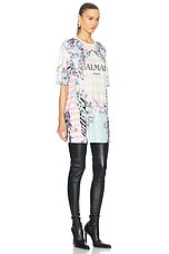 BALMAIN Baroque Print T-Shirt Dress in Multicolore, view 2, click to view large image.