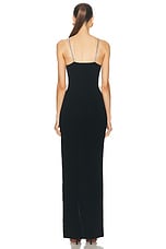 BALMAIN Thin Strap Knit Long Slit Dress in Noir & Argent, view 4, click to view large image.