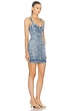 BALMAIN Buttoned Denim Short Dress in Bleu Jean Clair, view 2, click to view large image.