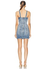 BALMAIN Buttoned Denim Short Dress in Bleu Jean Clair, view 3, click to view large image.