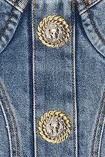 BALMAIN Buttoned Denim Short Dress in Bleu Jean Clair, view 4, click to view large image.