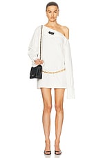 BALMAIN Open Neck Asymmetric Shirt Dress in Blanc | FWRD