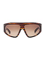 BALMAIN B-escape Sunglasses in Brown Swirl & Gold, view 1, click to view large image.