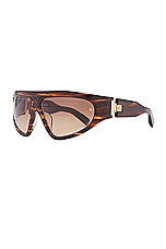 BALMAIN B-escape Sunglasses in Brown Swirl & Gold, view 2, click to view large image.
