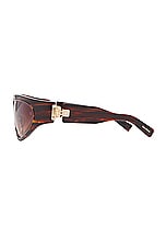BALMAIN B-escape Sunglasses in Brown Swirl & Gold, view 3, click to view large image.