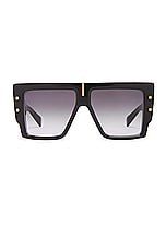BALMAIN B-grand Sunglasses in Black & Gold, view 1, click to view large image.