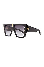 BALMAIN B-grand Sunglasses in Black & Gold, view 2, click to view large image.