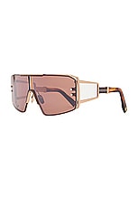 BALMAIN Le Masque Sunglasses in Rose & Brown, view 2, click to view large image.