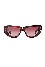 BALMAIN B-muse Sunglasses in Red Swirl & Gold, view 1, click to view large image.
