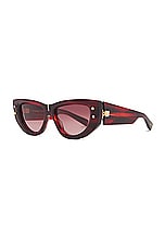 BALMAIN B-muse Sunglasses in Red Swirl & Gold, view 2, click to view large image.