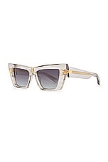 BALMAIN B-eye Sunglasses in Grey & Gold, view 2, click to view large image.