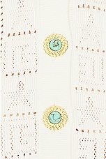 BALMAIN Monogram Mesh Knit Cardigan in Blanc, view 5, click to view large image.