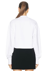 BALMAIN Print Short Sweater in Blanc & Noir, view 4, click to view large image.