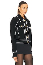 BALMAIN Buttoned Contrasted Western Crepe Jacket in Noir, view 2, click to view large image.