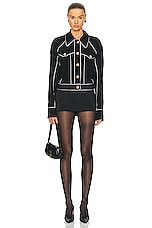 BALMAIN Buttoned Contrasted Western Crepe Jacket in Noir, view 4, click to view large image.