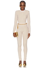 BALMAIN Glitter Monogram Base Layer Leggings in Beige, view 5, click to view large image.