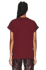 BALMAIN Flock Detail T-shirt in Rouge & Natural, view 3, click to view large image.
