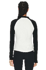 BALMAIN Raglan Jersey Pullover in Blanc & Noir, view 3, click to view large image.