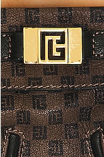 BALMAIN Mini Monogram Leather Bustier Top in Marron Foncé, view 5, click to view large image.