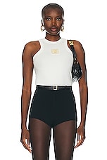 BALMAIN Retro Stretch Tank Top in Creme, view 1, click to view large image.