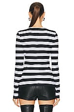 BALMAIN Long Sleeve Signature Jersey Top in Noir & Blanc, view 3, click to view large image.