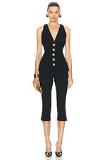 BALMAIN Buttoned Double Crepe Vest in Noir, view 4, click to view large image.
