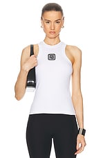 BALMAIN Retro Stretch Tank Top in Blanc & Noir, view 1, click to view large image.