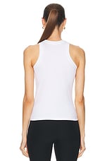 BALMAIN Retro Stretch Tank Top in Blanc & Noir, view 3, click to view large image.