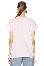 BALMAIN Flock Detail T-Shirt in Rose Clair & Rose Fonce, view 4, click to view large image.