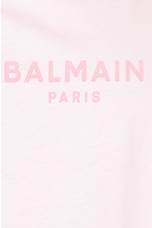 BALMAIN Flock Detail T-Shirt in Rose Clair & Rose Fonce, view 6, click to view large image.