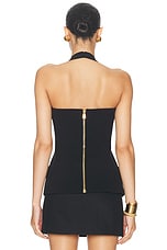 BALMAIN Buttoned Tailored Crepe Top in Noir, view 3, click to view large image.