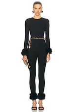 Blumarine Feather Jumpsuit in Black, view 4, click to view large image.