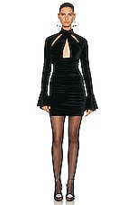 Blumarine Velvet Mini Dress in Nero, view 1, click to view large image.