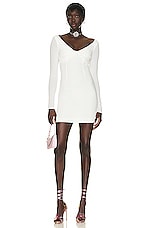 Blumarine Back Cut Out Mini Dress in Bianco Naturale, view 1, click to view large image.