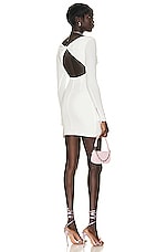 Blumarine Back Cut Out Mini Dress in Bianco Naturale, view 4, click to view large image.