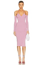 Blumarine Cold Shoulder Knit Dress in Mauve Orchid, view 1, click to view large image.