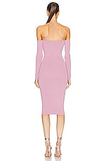 Blumarine Cold Shoulder Knit Dress in Mauve Orchid, view 4, click to view large image.