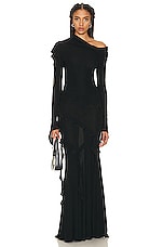 Blumarine Off the Shoulder Gown in Nero, view 1, click to view large image.