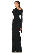 Blumarine Off the Shoulder Gown in Nero, view 3, click to view large image.
