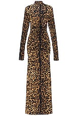 Blumarine Long Sleeve Printed Dress in Sand & Nero, view 2, click to view large image.