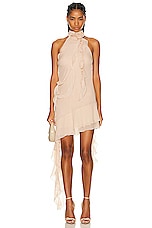 Blumarine High Neck Sleeveless Mini Dress in Amberlight, view 1, click to view large image.