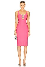 Blumarine Midi Dress in Pink Geranio, view 1, click to view large image.