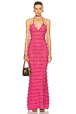 Blumarine Knit Maxi Dress in Red Bud, view 1, click to view large image.