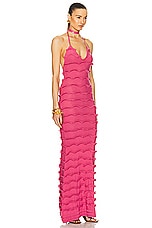 Blumarine Knit Maxi Dress in Red Bud, view 2, click to view large image.