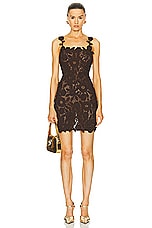 Blumarine Knit Mini Dress in Chocolate Brown, view 1, click to view large image.