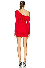 Blumarine Asymmetric Mini Dress in Lipstick Red, view 4, click to view large image.