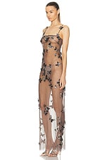 Blumarine Embroidered Sheer Maxi Dress in Silver, view 3, click to view large image.